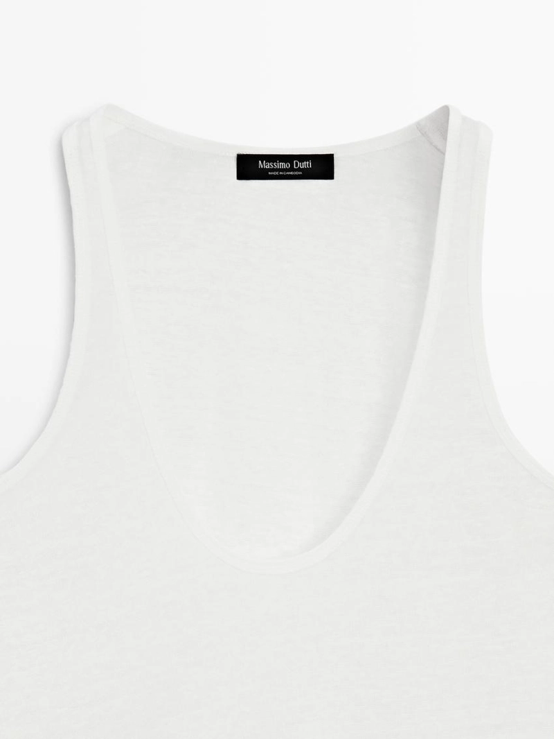 Топ на тонких бретельках из 100% льна