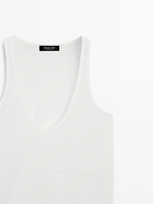 Топ на тонких бретельках из 100% льна- Заказать в России