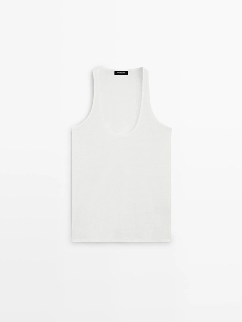 Топ на тонких бретельках из 100% льна