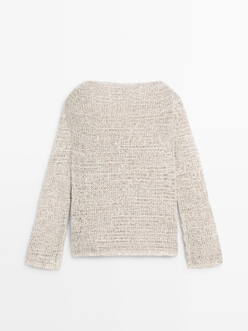 Свитер с лодочным вырезом из вязаного полотна