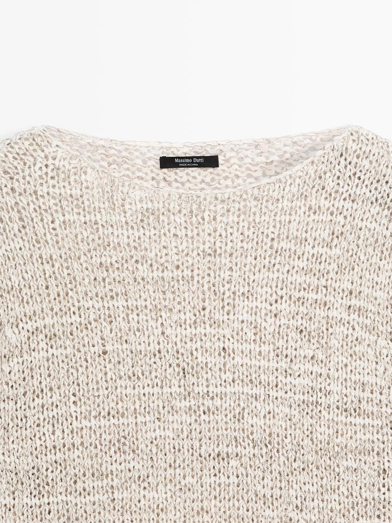 Свитер с лодочным вырезом из вязаного полотна