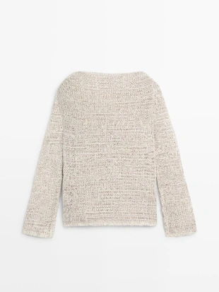 BEIGE|5681/513 - Massimo Dutti Свитер с лодочным вырезом из вязаного полотна