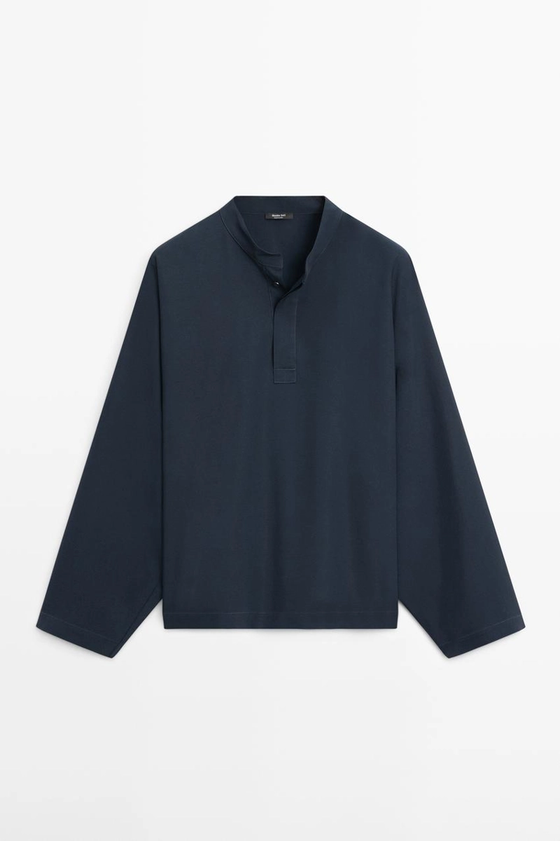 Блуза-пончо с воротником-стойкой