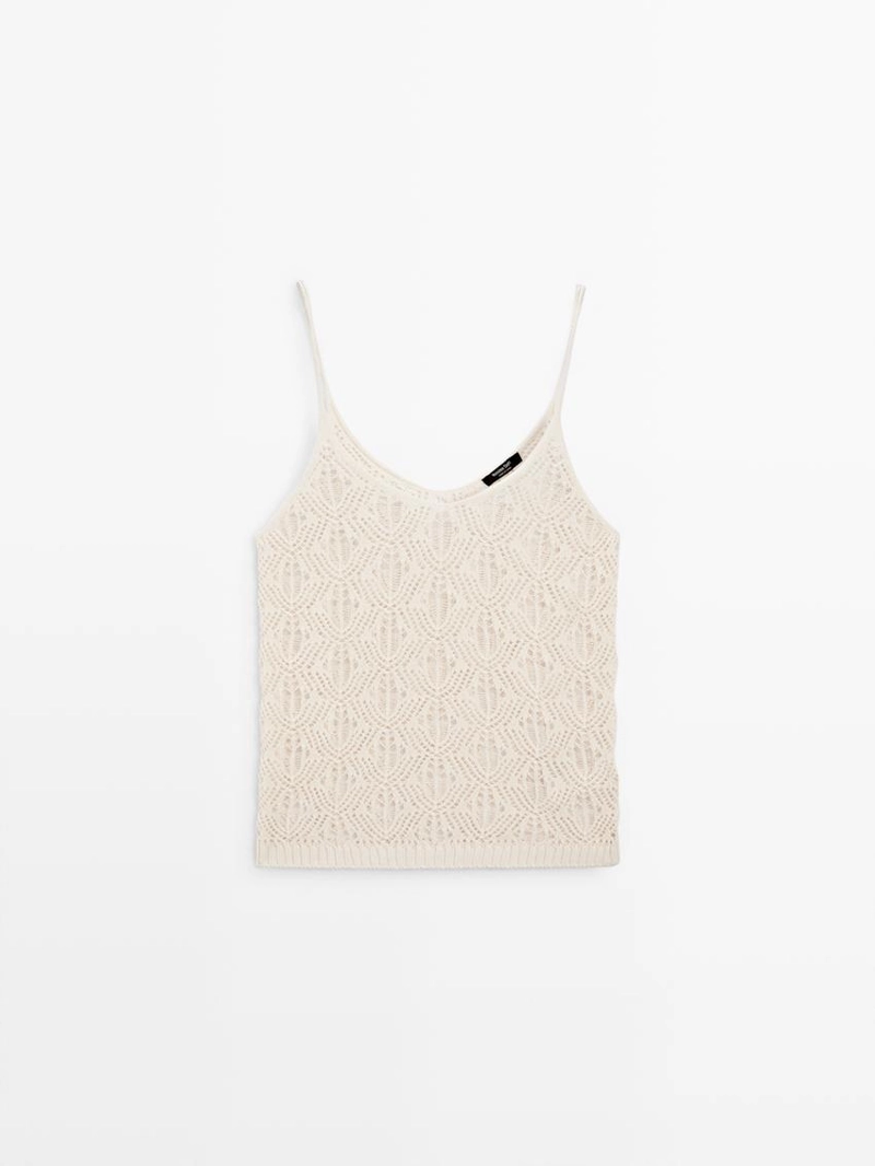 Топ с бретельками и деталями из кружева