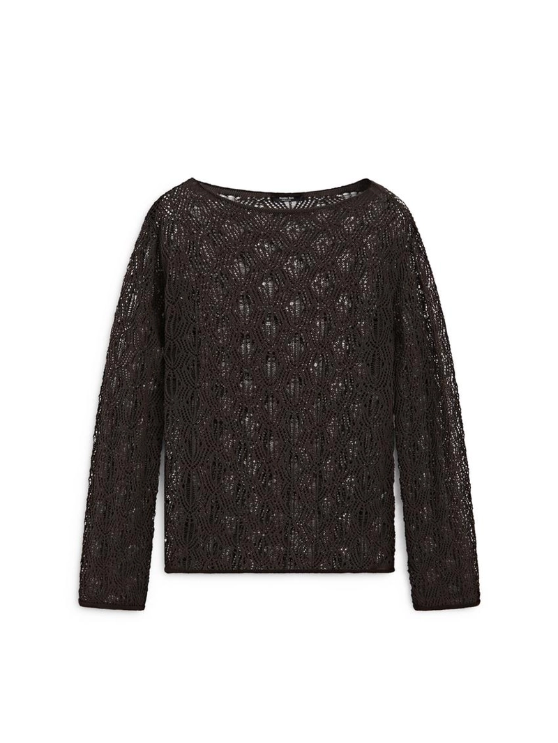 Свитер с лодочным вырезом и ажурными деталями