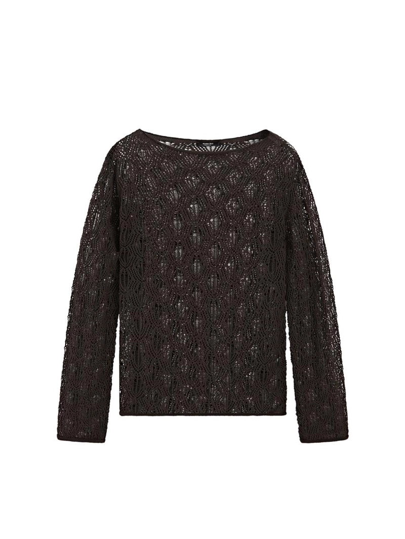 Свитер с лодочным вырезом и ажурными деталями