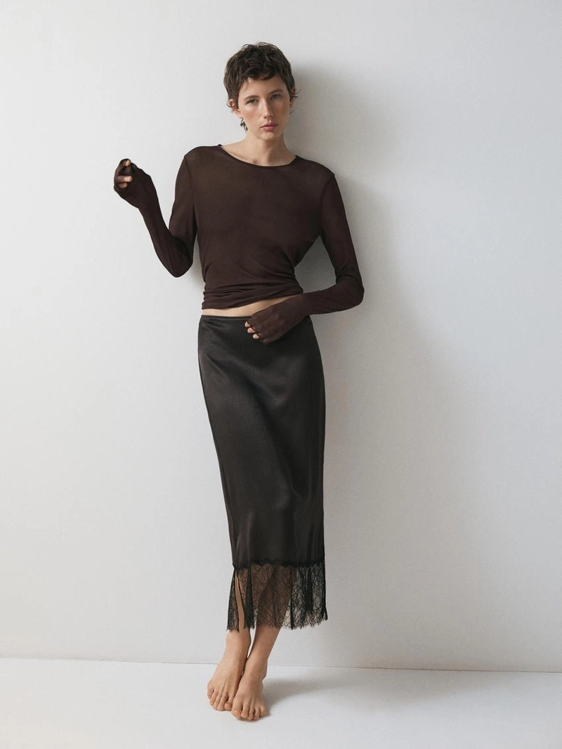 Футболка из шелка с длинным рукавом