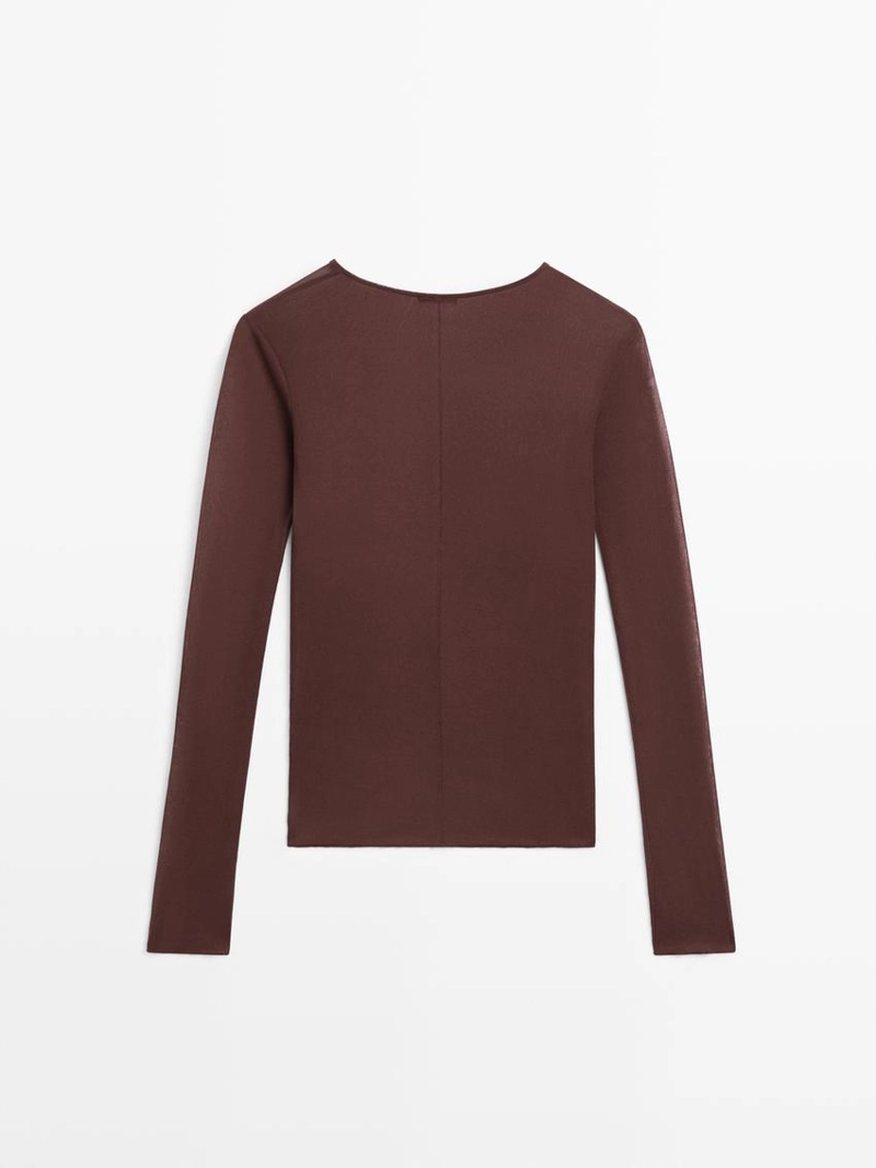 Футболка из шелка с длинным рукавом