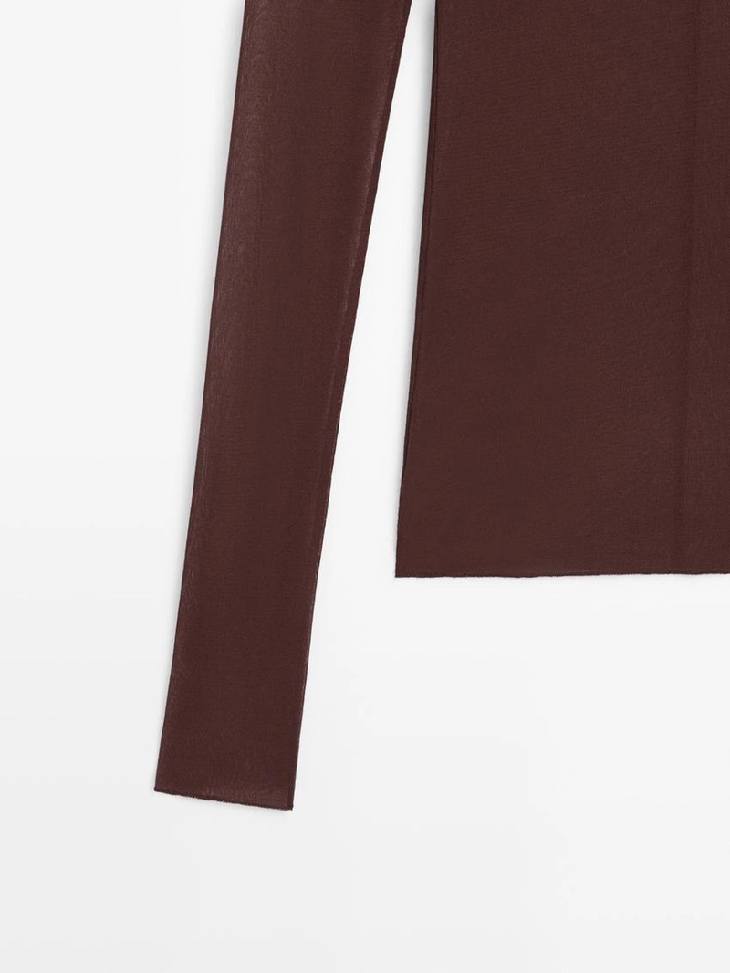 Футболка из шелка с длинным рукавом