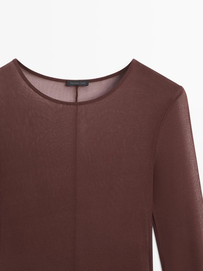 Футболка из шелка с длинным рукавом