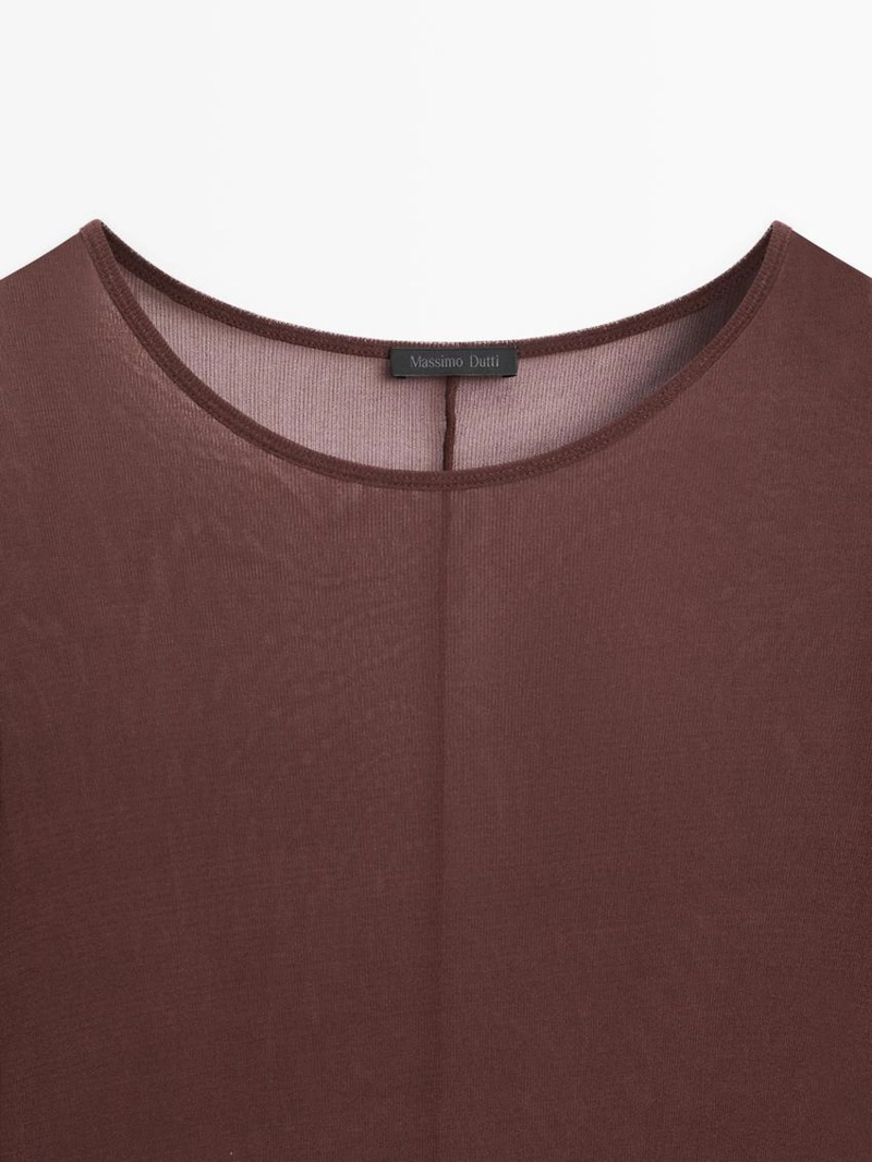 Футболка из шелка с длинным рукавом