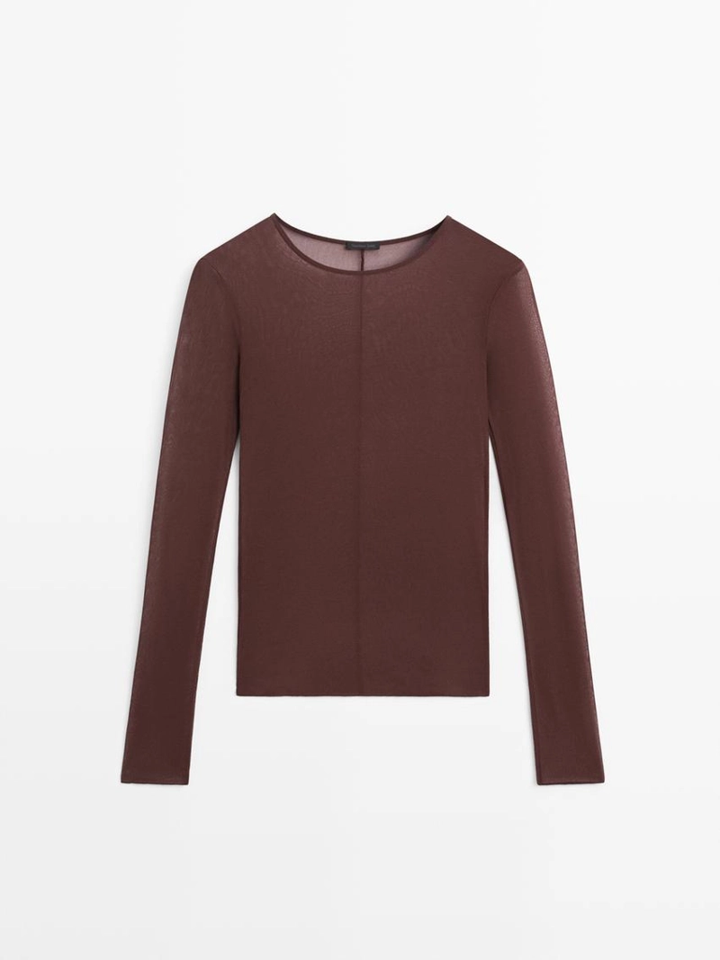 Футболка из шелка с длинным рукавом