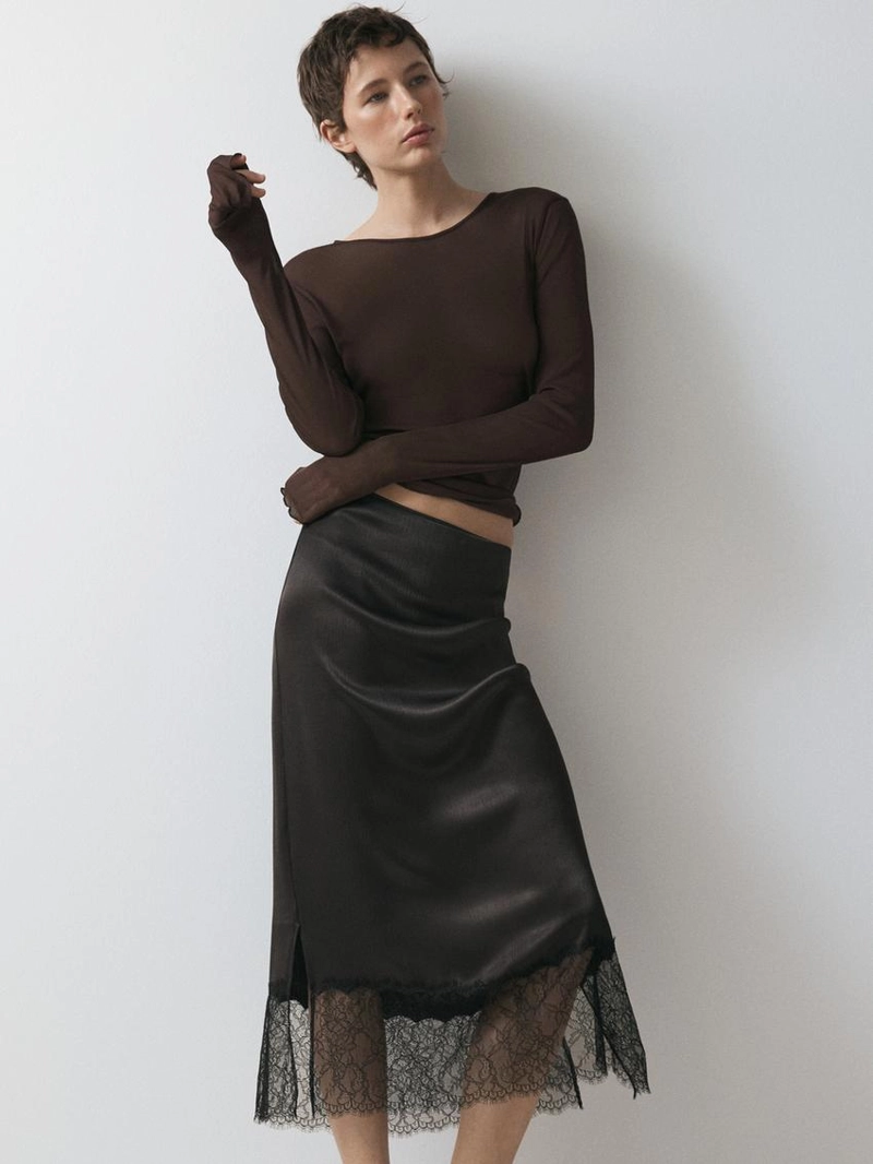 Футболка из шелка с длинным рукавом