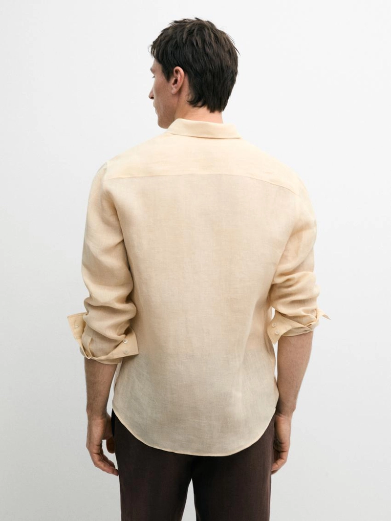 Рубашка из 100% льна с карманными деталями