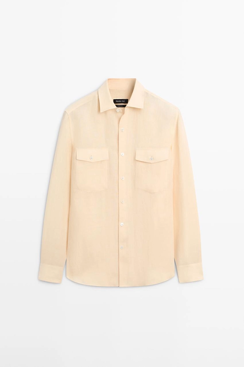 Рубашка из 100% льна с карманными деталями