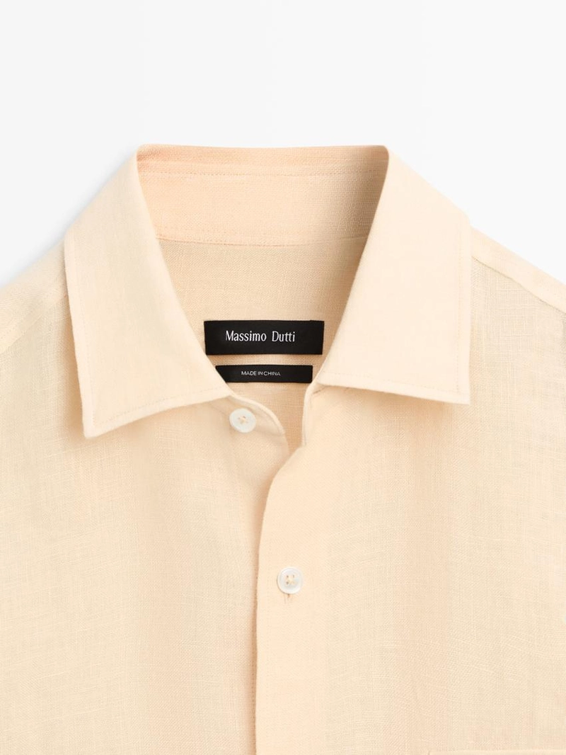 Рубашка из 100% льна с карманными деталями