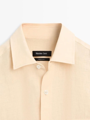 Рубашка из 100% льна с карманными деталями- Заказать в России