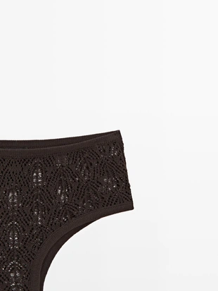 Шорты из хлопково-шерстяной смеси с ажурными деталями- Заказать в России