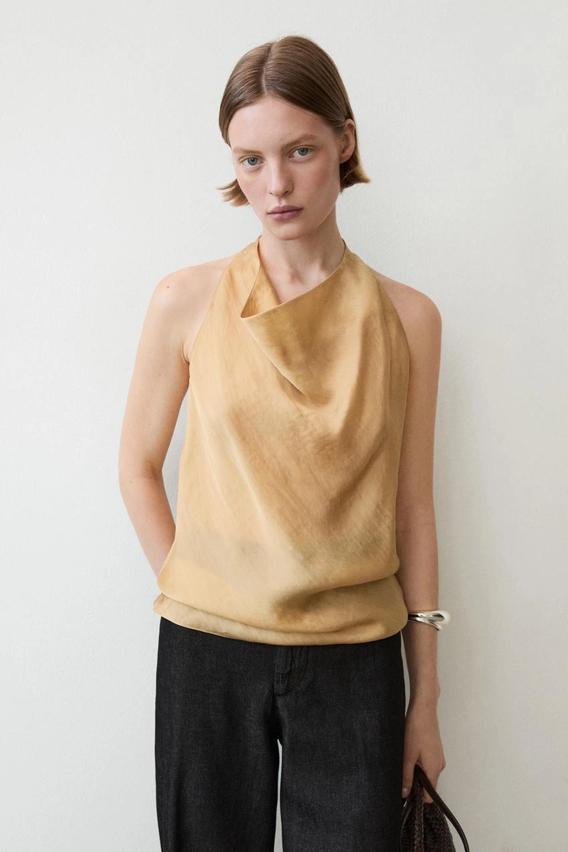 Топ с длинной горловиной и драпировкой