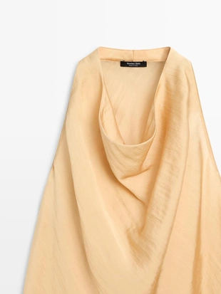 Топ с длинной горловиной и драпировкой- Заказать в России