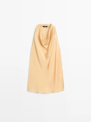 Топ с длинной горловиной и драпировкой- Заказать в России