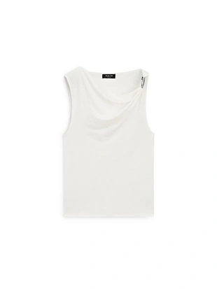 Топ с драпировкой на горловине и деталями страсс- Заказать в России