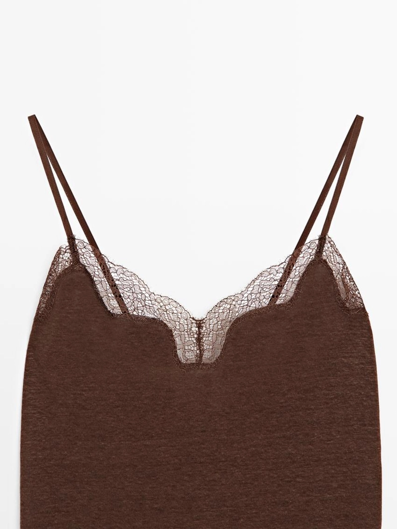 Топ с асимметричным асимметричным отделением из льняной смеси