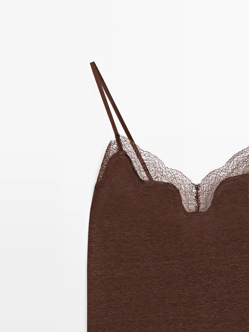 Топ с асимметричным асимметричным отделением из льняной смеси