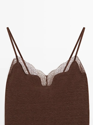 Топ с асимметричным асимметричным отделением из льняной смеси- Заказать в России