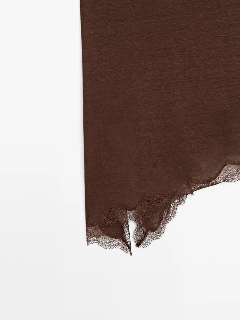 Топ с асимметричным асимметричным отделением из льняной смеси