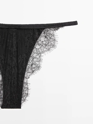 Шелковые трусики с кружевными деталями- Заказать в России