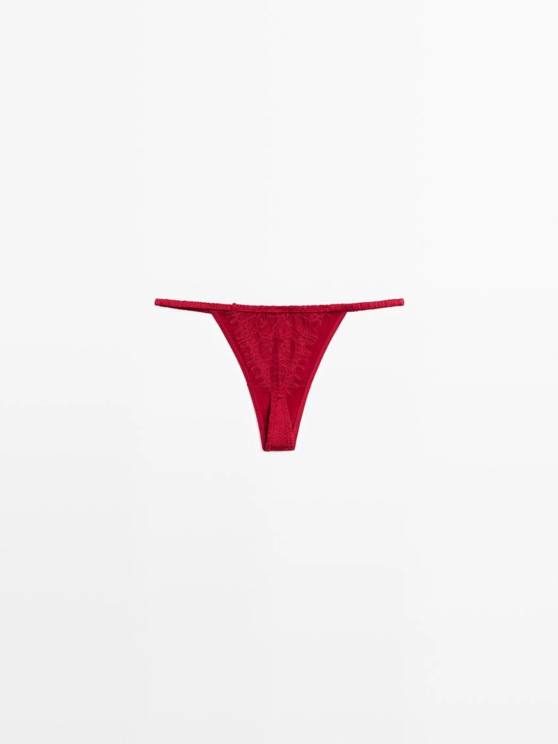 Шелковые трусы с кружевными деталями