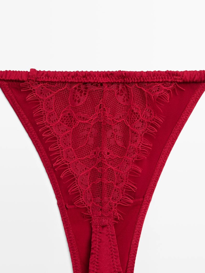 Шелковые трусы с кружевными деталями