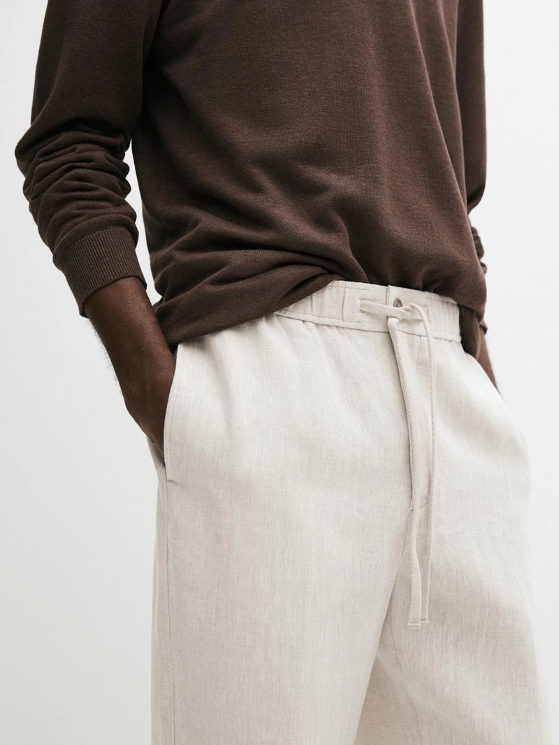Льняные брюки в стиле джоггер