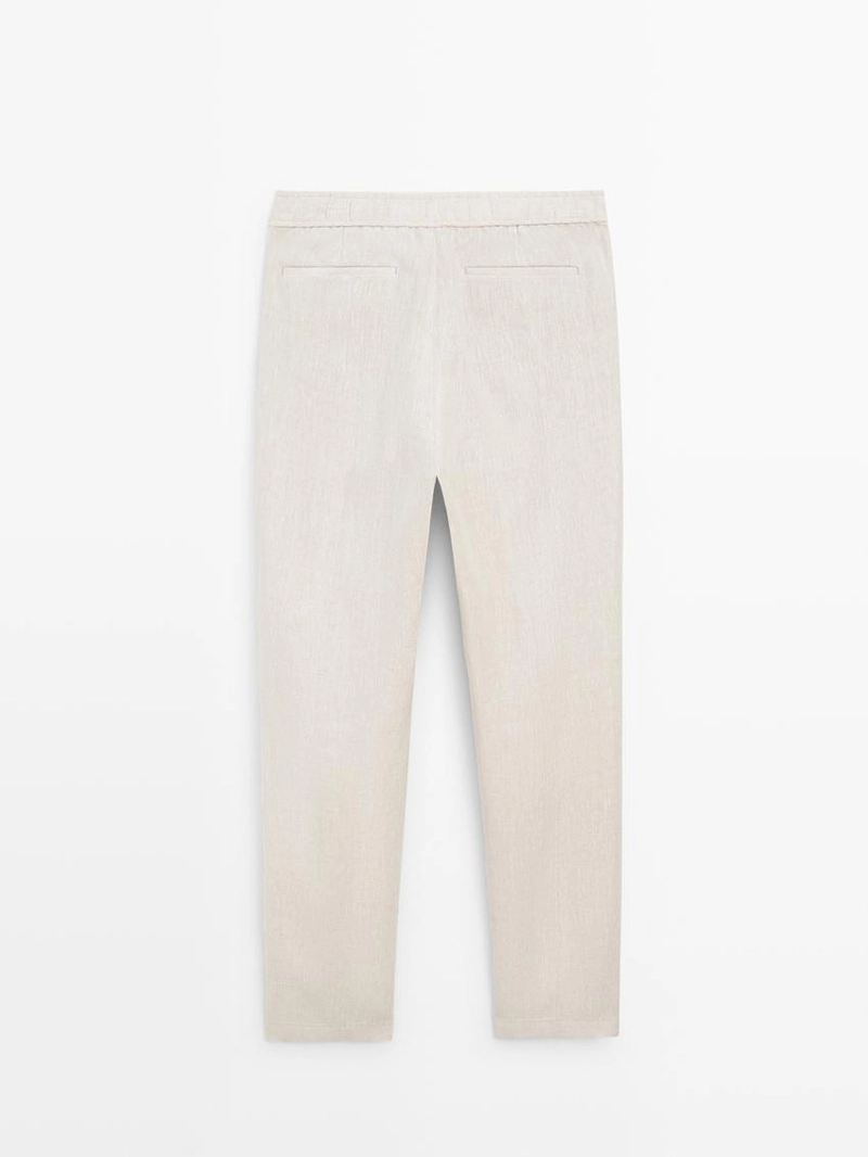 Льняные брюки в стиле джоггер