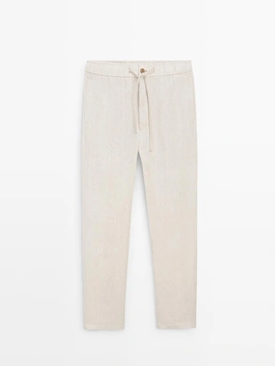 Льняные брюки в стиле джоггер- Заказать в России