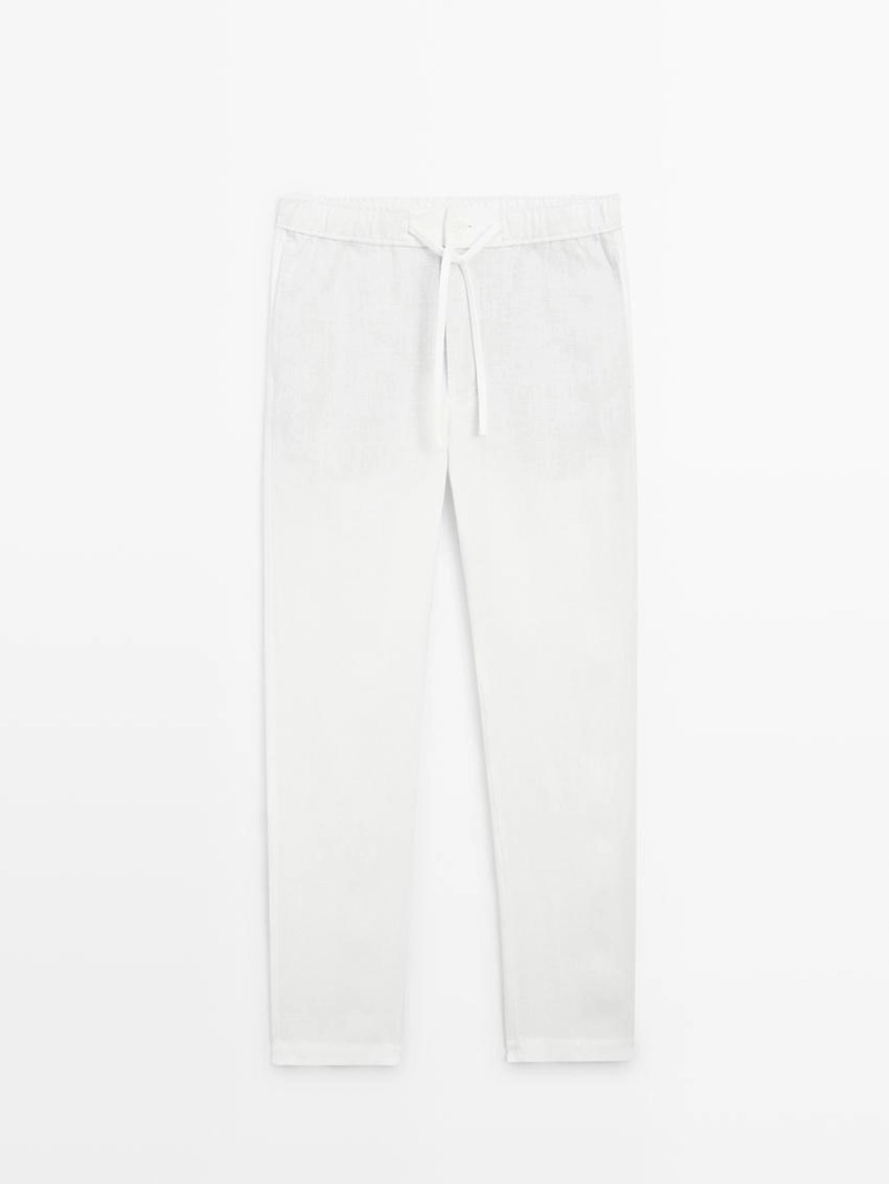 Льняные брюки в стиле джоггер