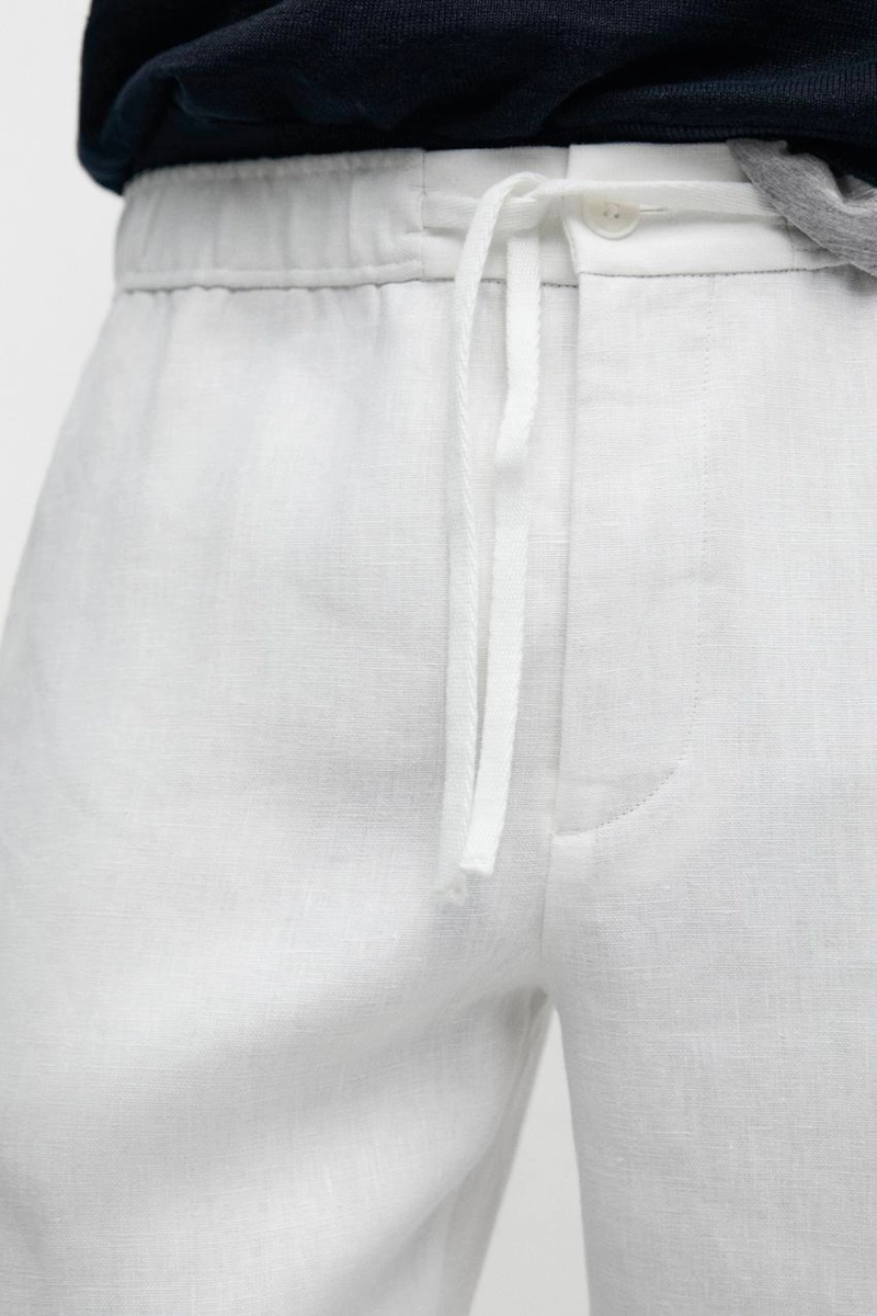 Льняные брюки в стиле джоггер