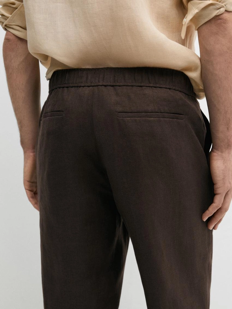 Льняные брюки с посадкой джоггер