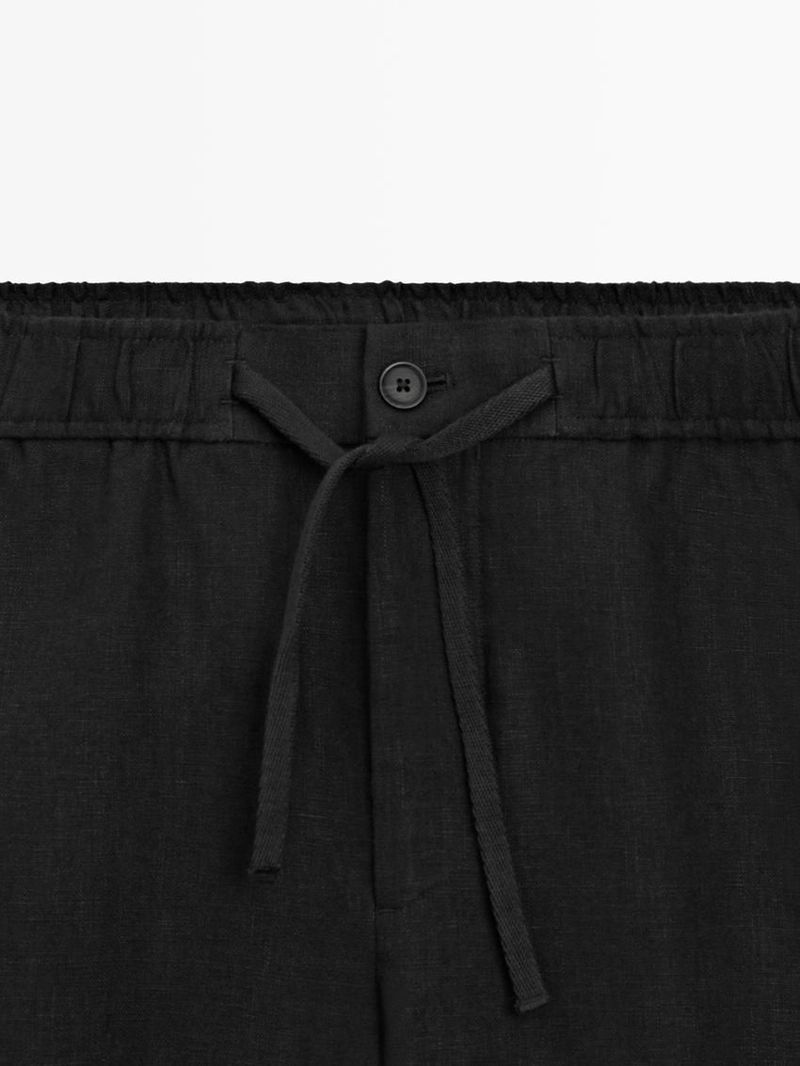 Льняные брюки в стиле джоггер