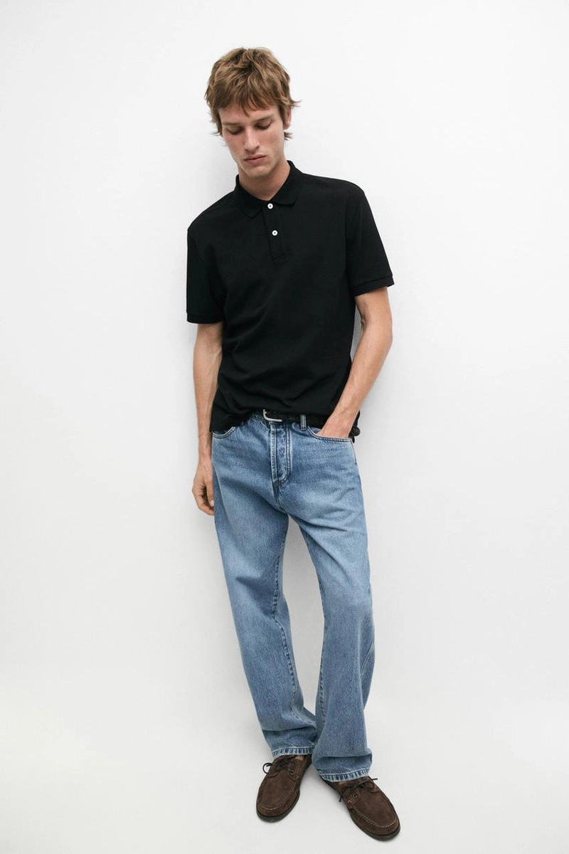 Поло из микротекстурированного хлопкового пике