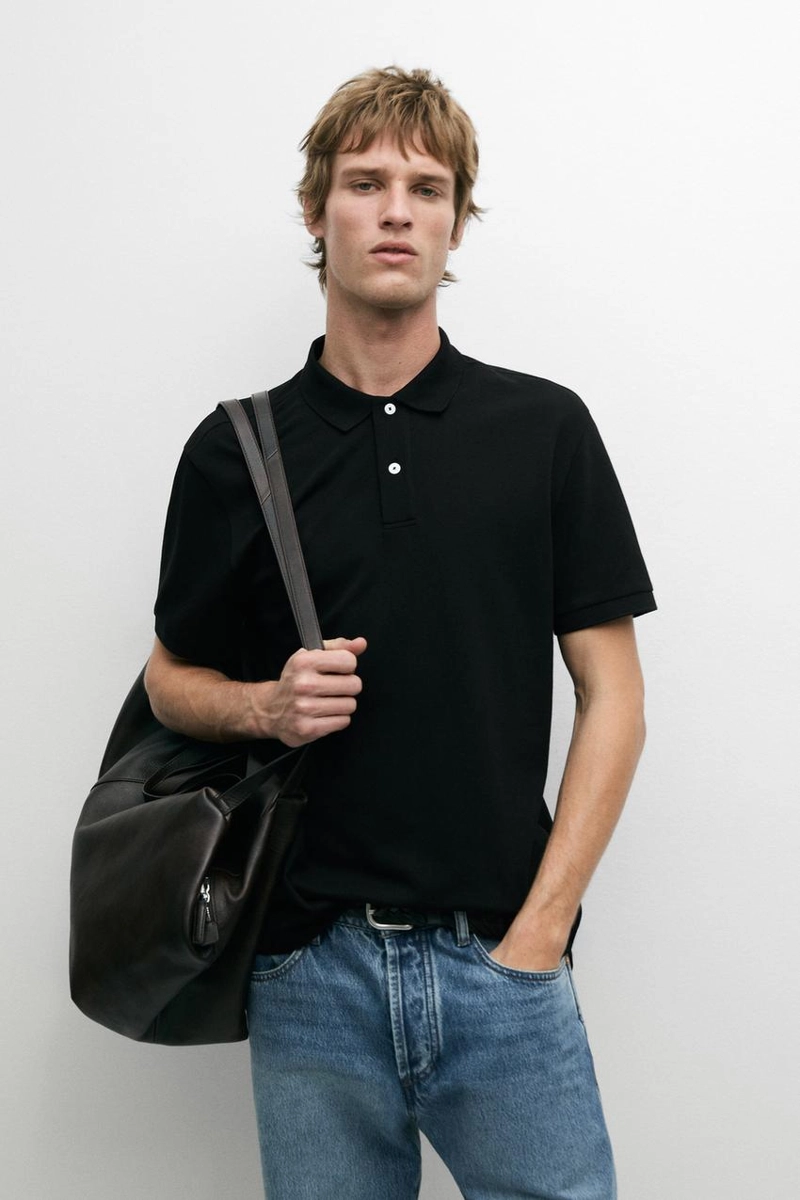 Поло из микротекстурированного хлопкового пике