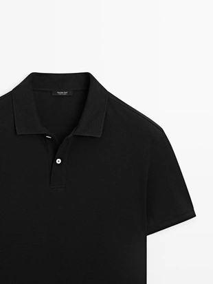 Поло из микротекстурированного хлопкового пике- Заказать в России