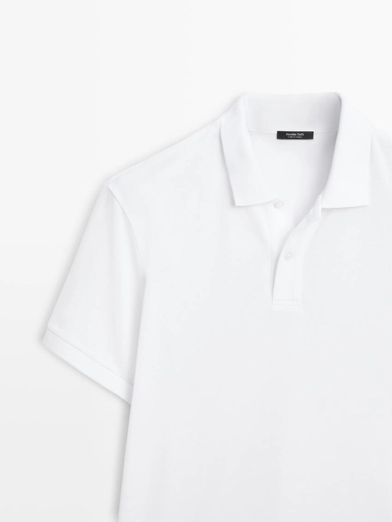Поло из микротекстурированного хлопкового пике massimo dutti