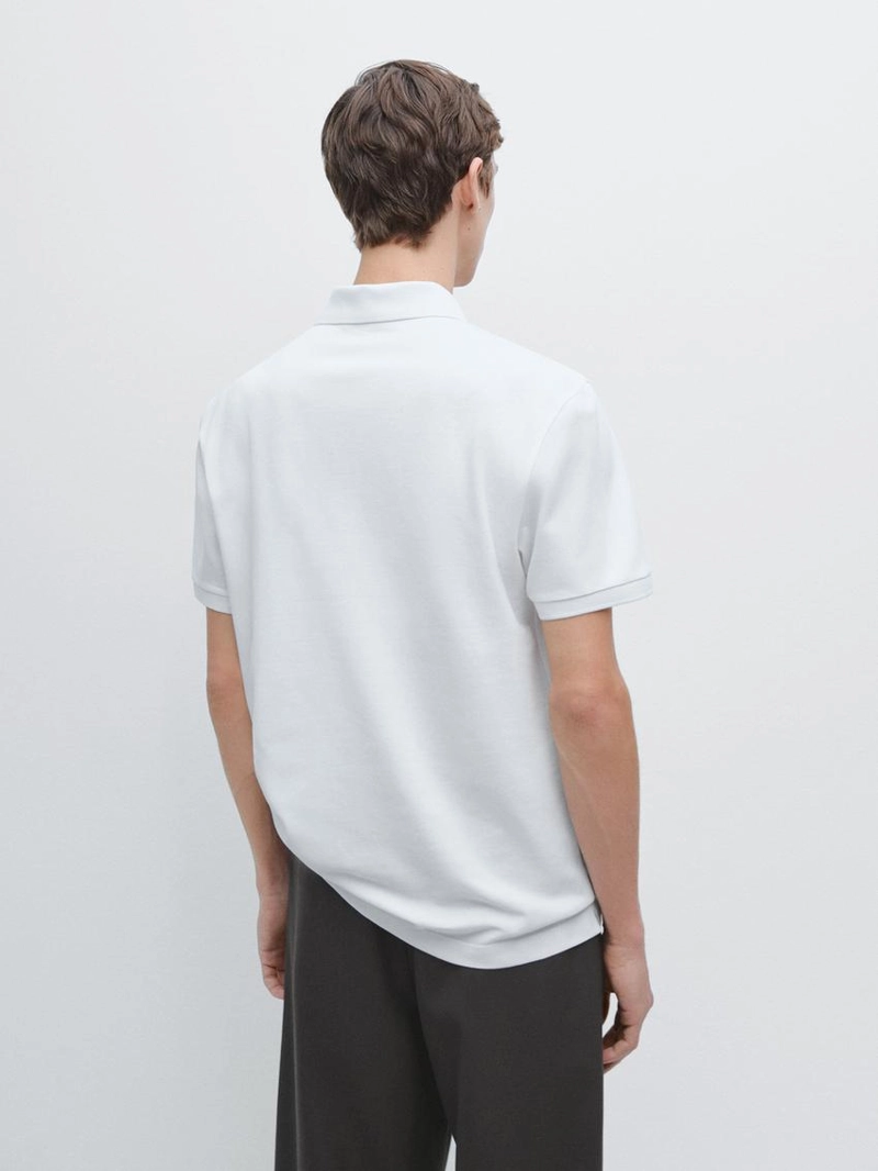 Поло из микротекстурированного хлопкового пике massimo dutti