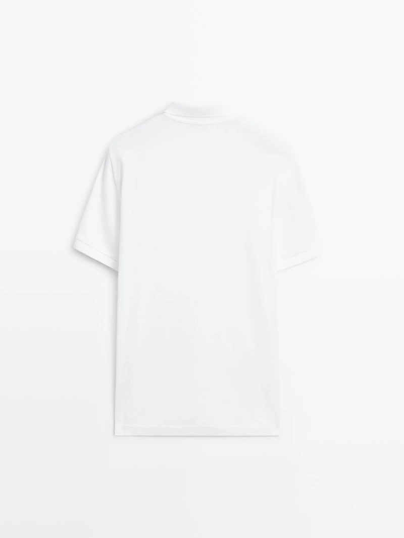 Поло из микротекстурированного хлопкового пике massimo dutti