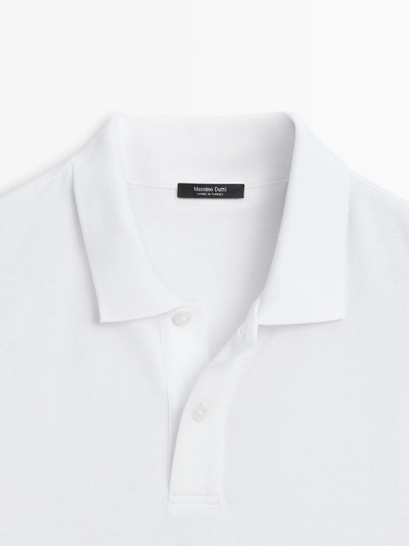 Поло из микротекстурированного хлопкового пике massimo dutti
