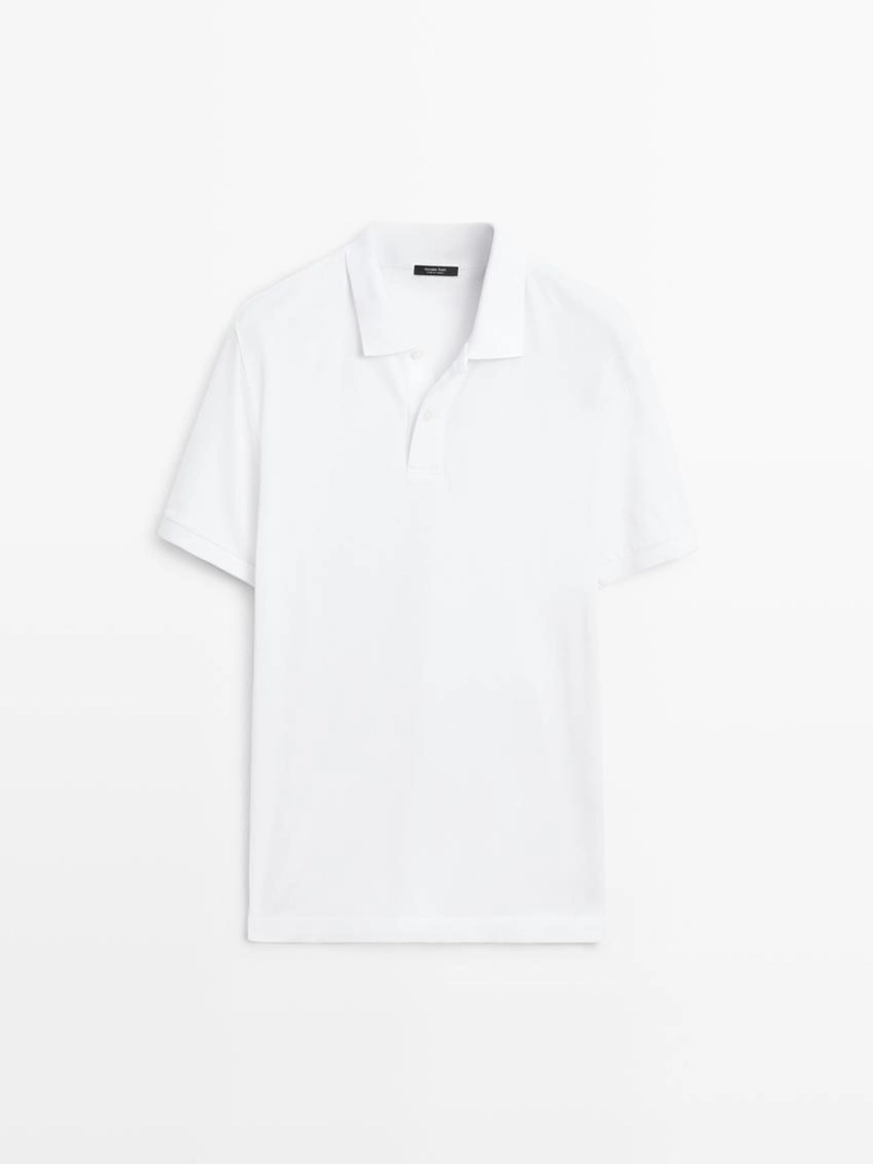 Поло из микротекстурированного хлопкового пике massimo dutti