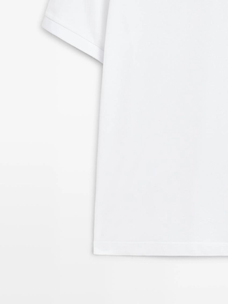 Поло из микротекстурированного хлопкового пике massimo dutti