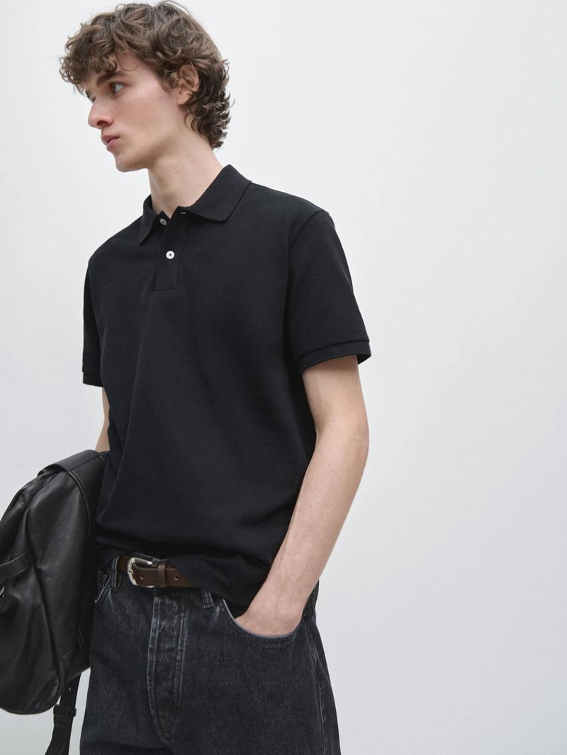 Поло из микротекстурированного хлопкового пике